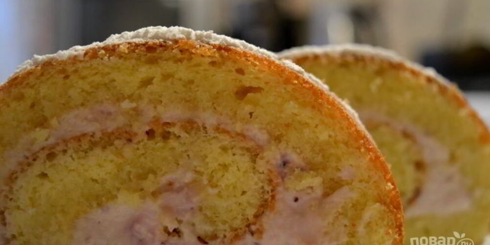 Рецепт бисквитного рулета со сметанным кремом