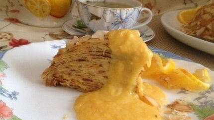 Блинный тортик с кремом из апельсинов и сгущенки