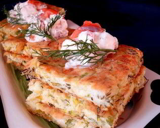 Флан из кабачков с кремом из форели