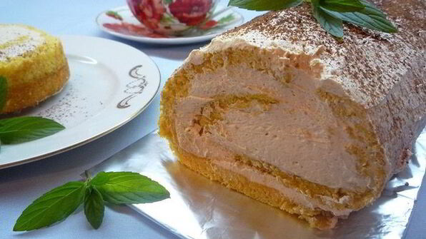 тыквенный рулет с карамельным кремом