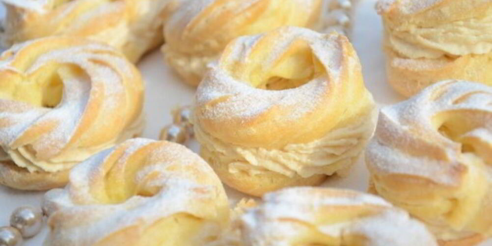 Рецепт заварных колечек с творожным кремом