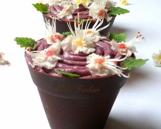 Шоколадные стаканчики с черничным муссом и бисквитом