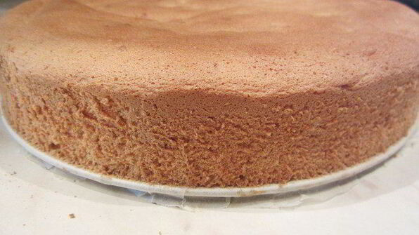 торт-мусс из апельсинового бисквита, винного крем-мусса и розового винограда