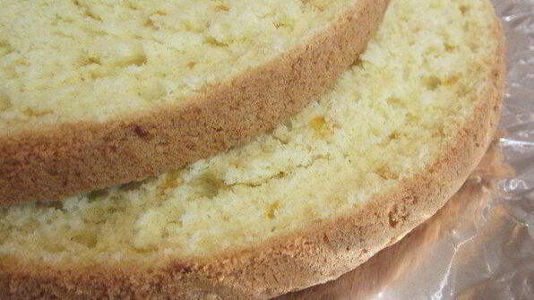 торт-мусс из апельсинового бисквита, винного крем-мусса и розового винограда