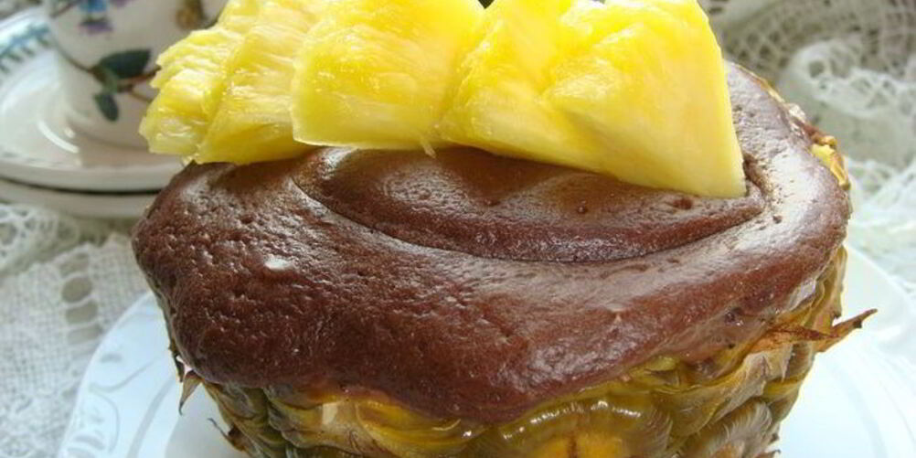 Рецепт ананасовых корзиночек с шоколадным суфле