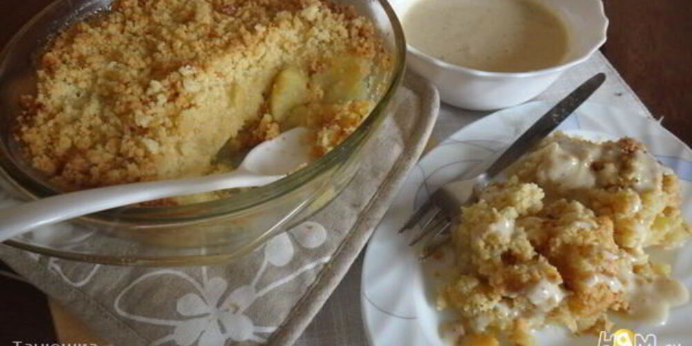 Рецепт яблочного крамбля с кокосовой стружкой