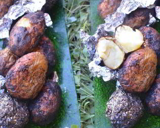 Ароматный картофель в углях на мангале