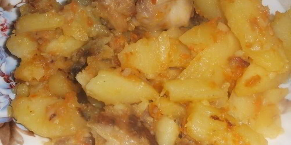 Рецепт картофеля с гузками индейки и овощами