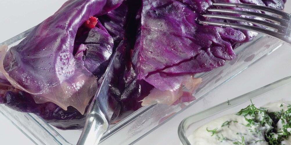 Рецепт голубцов из красной капусты с уткой