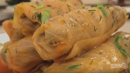 Постные голубцы с грибами