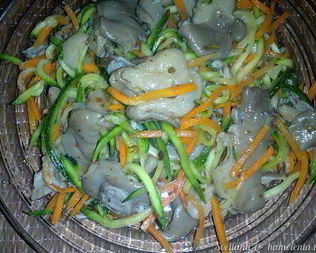 Грибы вешенки с овощами по-корейским мотивам