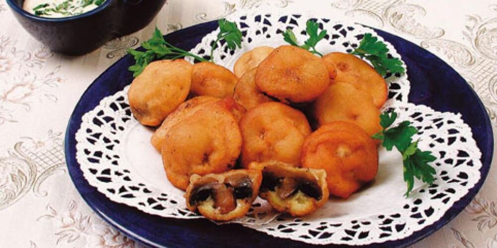 Рецепт хрустящих грибов с соусом из трав