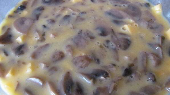 куриное лукошко с грибным омлетом