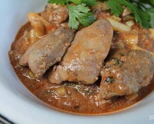 Гуляш из печени куриной