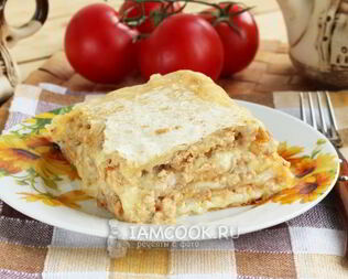 Лазанья из лаваша с фаршем