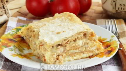 Лазанья из лаваша с фаршем