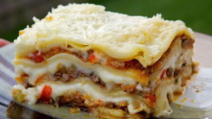 Лазанья с фаршем и овощами