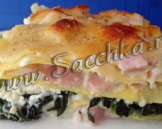 Лазанья со свининой и шпинатом