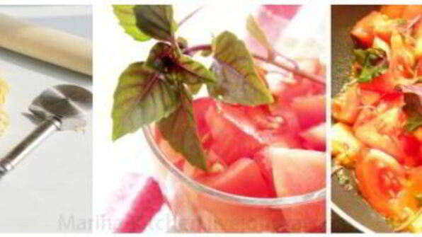 домашняя паста с томатным соусом и базиликом