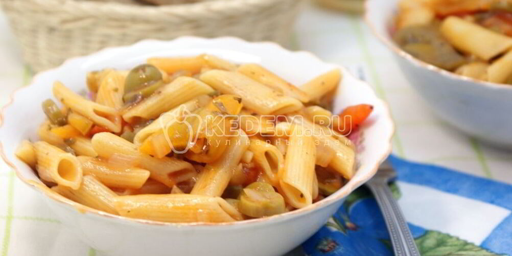 Рецепт макарон перья с овощной подливой