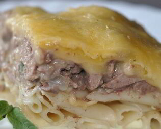 Макароны с ливерной колбасой