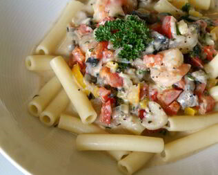 Паста Альфредо с креветками