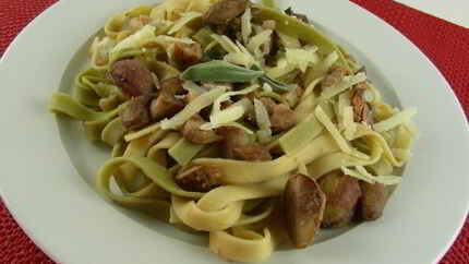 Паста с каштанами, грибами и шалфеем
