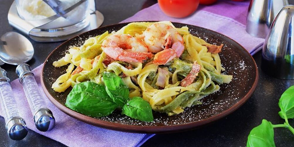 Рецепт пасты с королевскими креветками в сливочном соусе