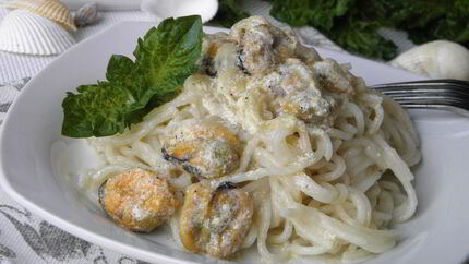 Паста с мидиями в сливочном соусе