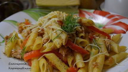 Паста с тунцом и болгарским перцем