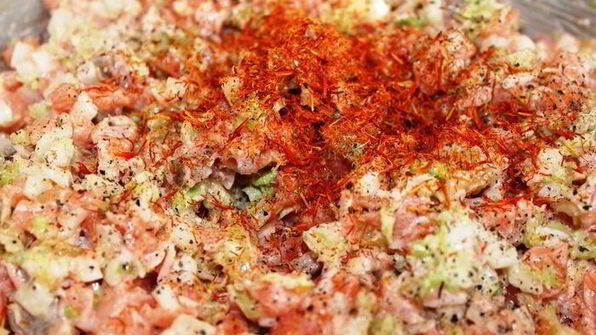 манты с семгой и шафраном