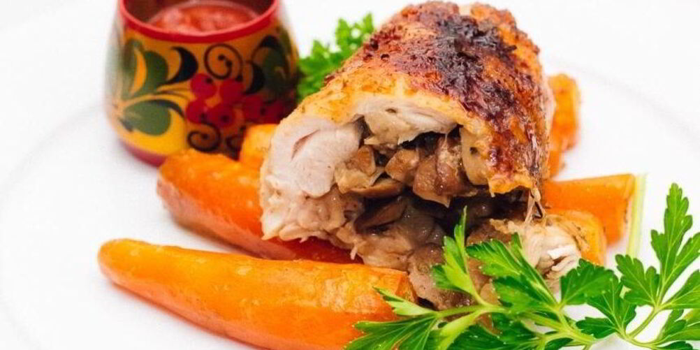 Рецепт фаршированных куриных окорочка в духовке