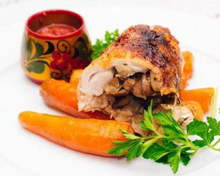 Фаршированные куриные окорочка в духовке