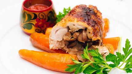 Фаршированные куриные окорочка в духовке