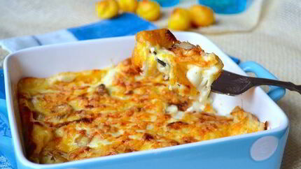 Ньокки-суфле под грибным соусом бешамель