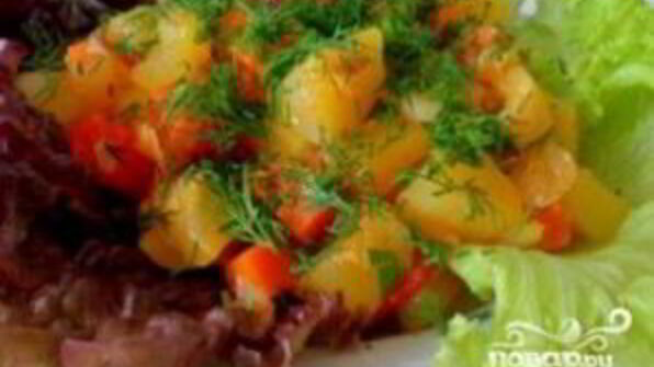 картофель тушеный с кабачками