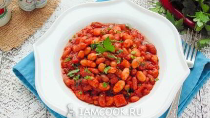 Тушеная фасоль в мультиварке