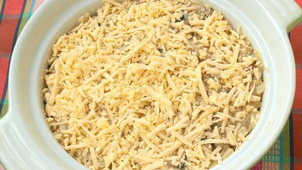 запеченная капуста с курицей и шампиньонами