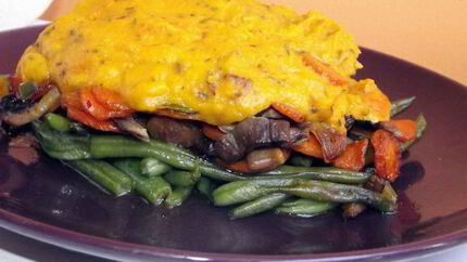 Зеленая фасоль под тыквенным соусом