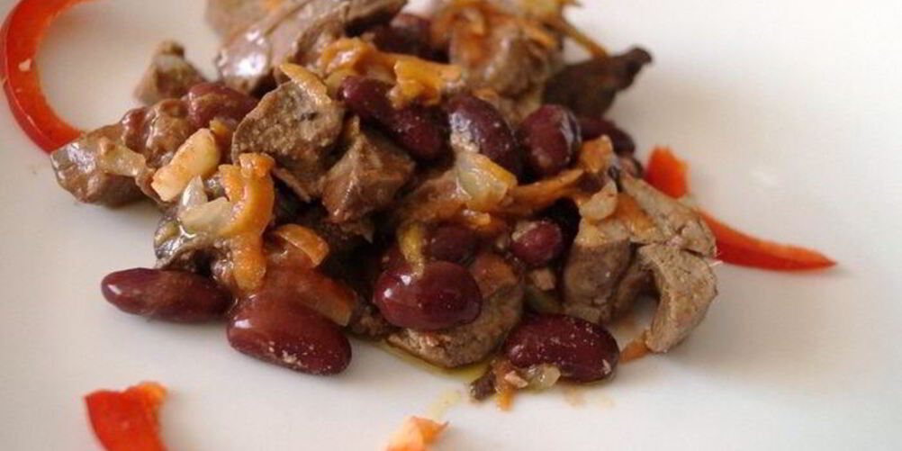 Рецепт куриной печени с фасолькой