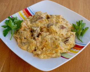 Куриная печень с морковью