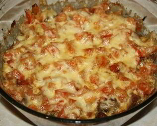 Куриная печень с помидорами по-милански