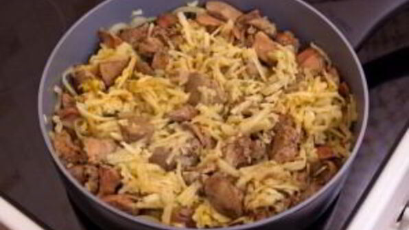 куриная печень, жаренная с яблоками