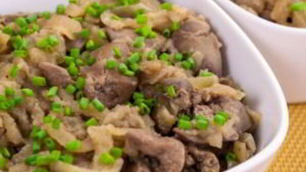 куриная печень, жаренная с яблоками