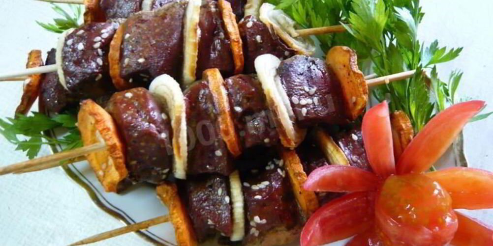 Рецепт печени на шпажках