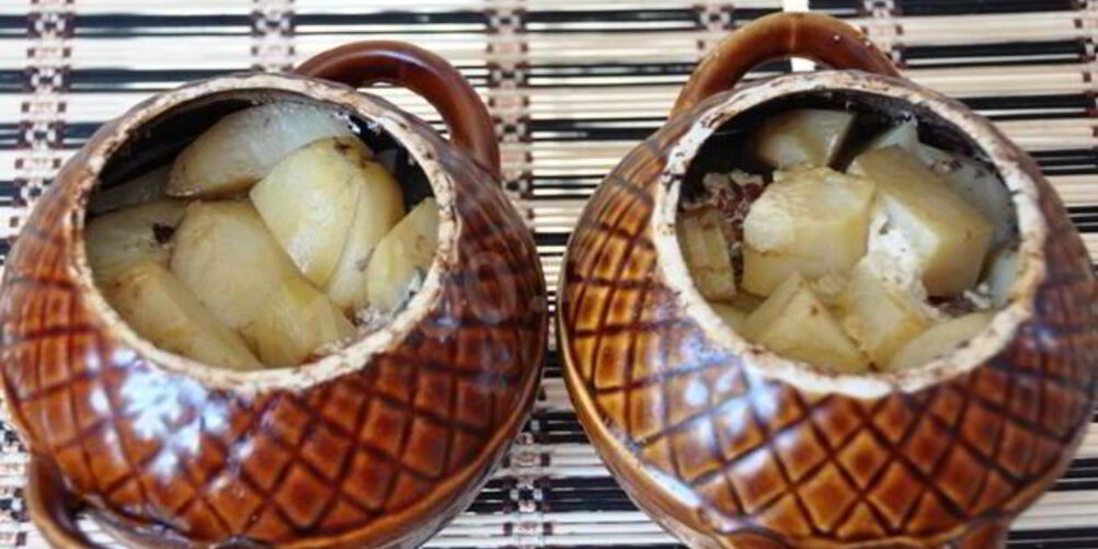 Рецепт печени с грибами запеченная в горшочке