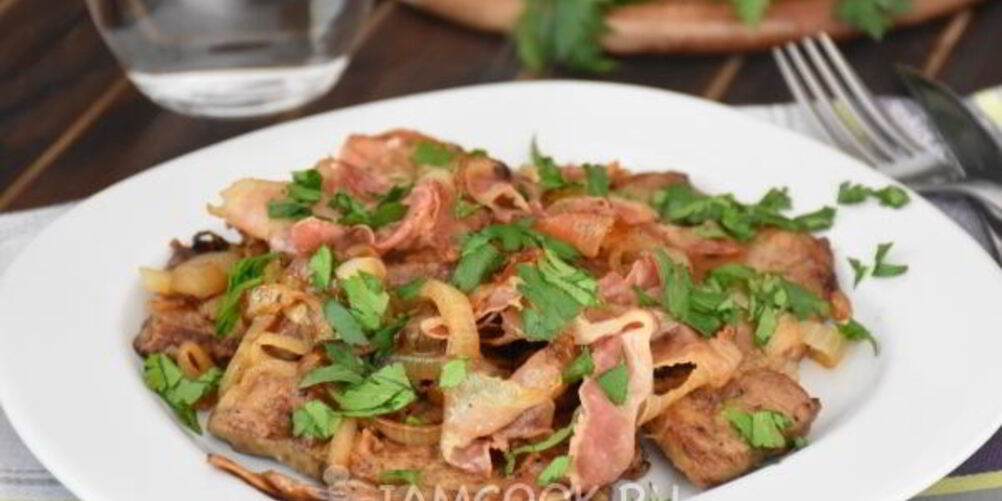 Рецепт печени жареной с белыми грибами