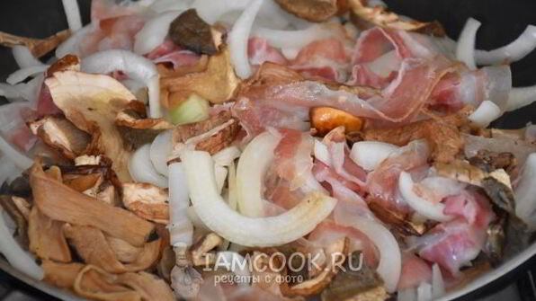 печень жареная с белыми грибами