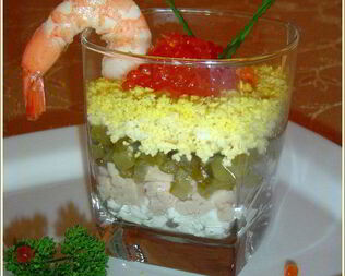 Веррины с красной икрой и печенью трески