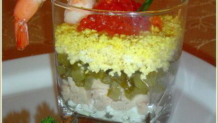 Веррины с красной икрой и печенью трески